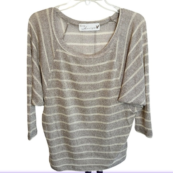Vintage Havana 9561 Tan Stripe Sweater Scoop Neck Sz Small - Picture 1 of 7